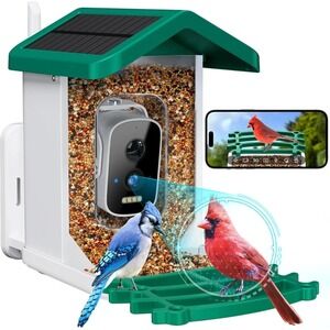Smart Bird Feeder w/ camera, AI Bird Species Identification Solar Powered Panel